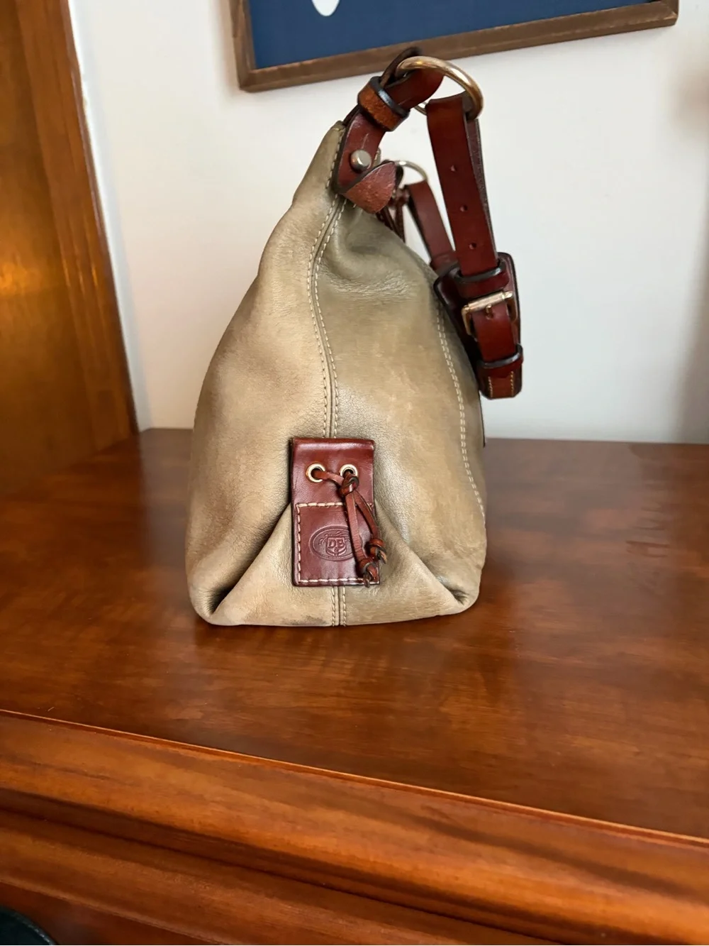 Dooney & Bourke Olive and Brown Leather Hobo Shoulder Bag *READ*